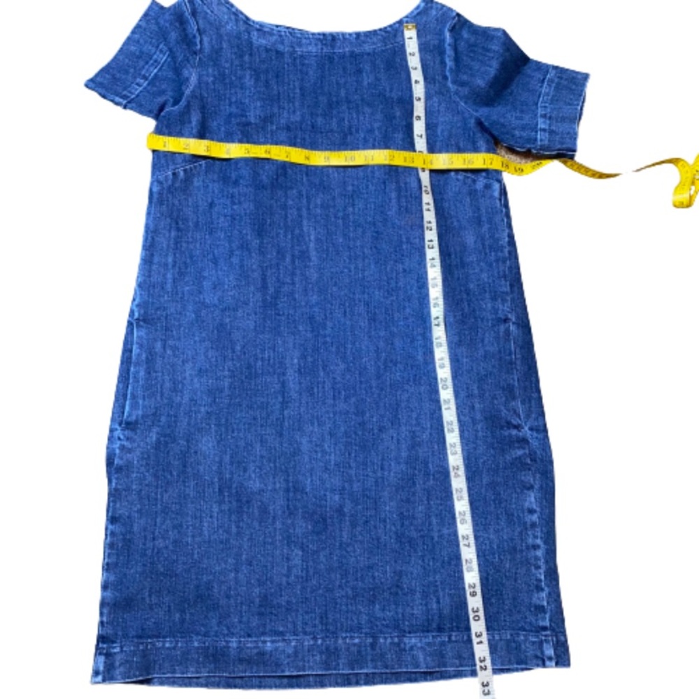 Massimo Dutti Jean Pleated Back Dress M Pockets - Picture 4 of 5